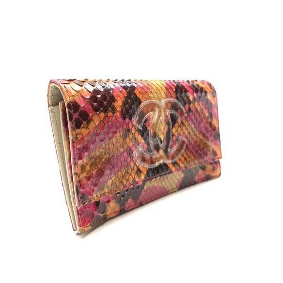 Chanel Python Chain Bifold Wallet Coin Case - Picture 2 of 8